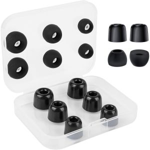 KAL-Lot De 6 Paires D'Embouts De Rechange En Mousse À Mémoire De Forme Et Embouts En Silicone Pour Écouteurs Intra-Auriculaires De 4,9 Mm À 5,9 Mm (S/M/L, Noir) - Neuf