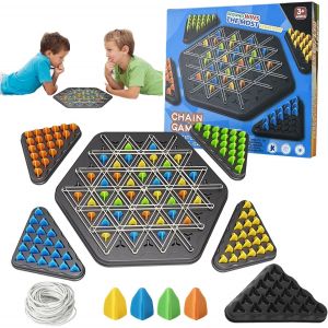 Chain Triangle Chess Game,Jeu D'échecs Triangulaire,Jeu Avec Des Élastiques Triangle,Jeu D'échecs,2 À 4 Joueurs,Jeu De Société À Partir De 3,4,5,6,8,10 Ans - Neuf