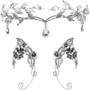 Meimie-Oreille Elfe La Couronne Boucles Oreilles Clip Oreilles Elfe Coiffe Ailes De Costume Pour Decoration Anniversaire Fee - Neuf