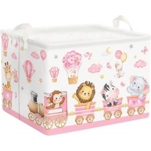 45L Corbeilles à Linge Montgolfière à Fleurs Éléphant Endormi Rose Paniers à Linge Sale Filles Pliables Rond pour Jouets Vêtements, 36x45 cm - Neuf