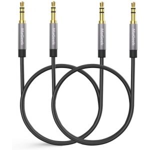 C&acirc;ble Audio Auxiliaire de 3,5 mm Court (0,5 m&egrave;tres, Lot de 2) C&acirc;ble audio st&eacute;r&eacute;o M&acirc;le vers M&acirc;le pour les &eacute;couteurs Beats, iPhone, iPod, iPad, Autoradio, Cha&icirc;ne St&eacute;r&eacute;o, etc. (Noir) - Neuf