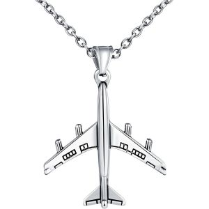 Kal-Collier Pendentif Avion En Acier Inoxydable Pour Hommes Cr&eacute;atif Pendentif En Forme D'avion Bijoux Fantaisie Adolescents D&eacute;coration - Neuf