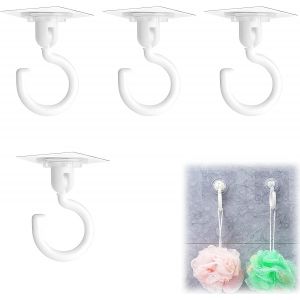4 Pi&egrave;ces Crochets Auto-Adh&eacute;sifs Transparents,Crochets De Plafond,Crochets Rotatifs,Crochets Muraux Autocollants,Crochets Polyvalents,Pour Salle De Bain Toilettes Cuisine Bureau Mur Plafond - Neuf