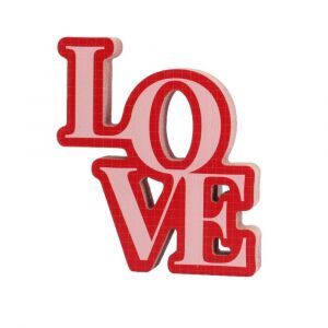 D&Eacute;CO BOIS BRILLANT LOVE 11X12.5X1.5CM ROSE ROUGE - Neuf