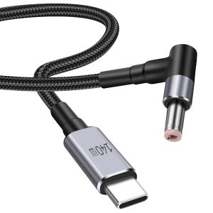 JGD-C&acirc;ble d'alimentation USB C vers DC 5,5 mm x 2,5 mm, PD 140W USB Type C entr&eacute;e vers sortie DC 5,5x2,5 mm c&acirc;ble d'alimentation et de charge pour t&eacute;l&eacute;phones portables, tablettes, ordinateurs - Neuf