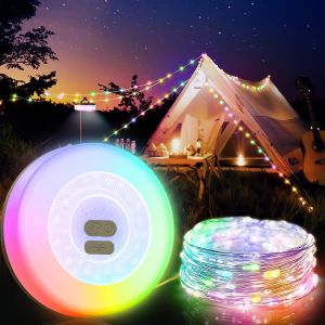Kal-Guirlande Lumineuse D'extérieur À Del Rvb, Décorations Pour Camping, Camping-Car, Randonnée, 10 M, 100 Led, 2 En 1 Rechargeable Par Usb, Lumières De Fête De Noël - Neuf