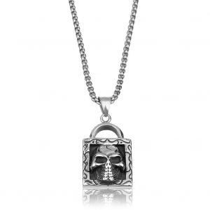 Collier Tendance En Acier Inoxydable Avec Pendentif En Forme De Tete De Mort Pour Homme - Neuf