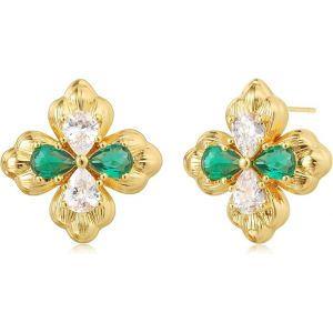 Kal-Boucles D'oreilles Plaquées Or 18 Carats Avec Zircone Cubique Pour Femmes Et Filles - Neuf