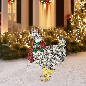 Poulet lumineux avec écharpe décoration de vacances,led Noël décorations extérieures Noël - Neuf