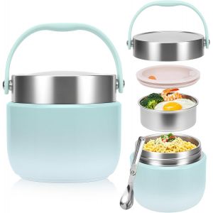 Thermos Alimentaire De Bo&icirc;te &Agrave; Repas Inoxydable Pour Repas Chauds Ou Froids Bo&icirc;te &Agrave; Lunch Pour &Eacute;cole, Bureau, Camping Isolation Double Parois Avec Cuill&egrave;re Pliable Et Sac - Neuf