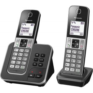MEVRONISSHOP-KX-TGD322FRG DECT T&eacute;l&eacute;phone Num&eacute;rique Sans Fil R&eacute;pondeur Num&eacute;rique, Base et 2 Combin&eacute;s, Haut-Parleur Mains Libres, Identification de l'Appelant, Blocage des Appels Ind&eacute;sirables, LCD, Gri - Neuf