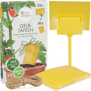 KALANKA-Lot de 50 (2x25) pièges adhésifs sans Insecticide pour Lutter Contre Les nuisibles ¿ avec Autocollants Jaunes Contre Les moustiques des deuils ¿ Piège à Mouches adhésif Anti-moustiques - Neuf