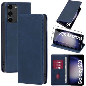 Kal-Coque Cuir Pour ¿¿¿¿¿¿¿ ¿¿¿¿¿¿ ¿¿¿ ¿¿ 6.1"" Avec 1 Verre Trempé Etui À Rabat En Pu Porte-Cartes Portefeuille Support Flip Housse Magnétique Antichoc Anti-Rayures Case,Bleu - Neuf