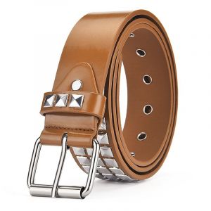 (Kaki 110 Cm) Ceinture Clouté Ceinture De Rivet Brillant De La Pyramide De Goujons Pour Les Femmes Et Les Hommes Des Vêtements Gothiques Accessoires - Neuf