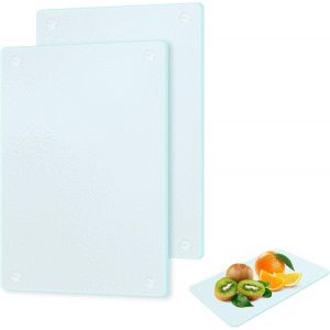 Planche A Decouper En Verre 2 Pièces Planche À Découper En Verre Planche A Decouper Transparente Avec Silicone Pieds Planche A Découper Pour Viande Charcuterie Légumes Et Fruits (28x20 Cm) - Neuf