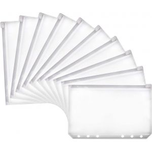 Chenquansarl-Luliyldj 10 Pack A6 Taille 6 Trous Dossier En Plastique Étanche 6 Trous Fermeture À Glissière À Feuilles Mobiles Sac Pour Documents Carte Cahier - Neuf