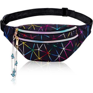 SJZG-1 Sac Banane Fille Sacoche Banane Femme Sac Banane Enfant Cuir Pu Sacoche De Ceinture Brillant Sac Sacs Bananes Holographic Réflet Holographique Pochette De Voyage Bum Bag 1 Chaîne De Sac Papill - Neuf