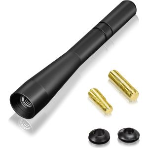 Bin Antenne Voiture Courte Petite Universel 10cm Amplifiée Autoradio FM AM Toit Puissante pour Tuner Stereo Auto Véhicule Camion SUV, 2 Boulons à Vis de Différentes Tailles M5.0 M6.0 - Neuf