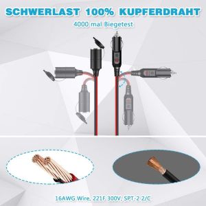 TIANYI-LST 12V / 24V 3M voiture allume-cigare allume-cigare prise allume cigare adaptateur chargeur pour voiture, fourgonnettes, gadgets de voiture de camping et plus - Neuf