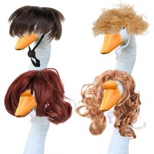 MEVRONISSHOP-4pcs Perruques Mignonnes d'Oie de Porche, Statue d'Oie Pelouse Perruque Tress&eacute;e Tenues Costume D&eacute;coration Jardin Ext&eacute;rieur Patio cour D&eacute;coration (4 Styles) - Neuf