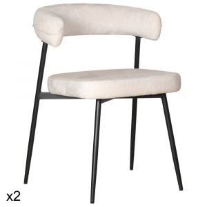 Lot de 2 chaises en tissu beige THEA - Neuf