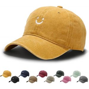 Kalanka-Casquette De Baseball Unisexe Smiley Rétro En Coton, Aspect Délavé, Convient Pour Les Sports De Plein Air, Pour Homme Et Femme - Neuf