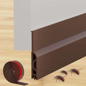Bas de Porte Isolant 100 cm,Auto-Adhésif Boudin de Porte,Silicone Dessous de Porte Anti Froid Isolation Thermique,pour Porte D'entrée,Porte Interieur (100x5cm,Marron) - Neuf