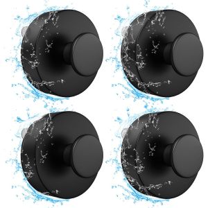Eryi-Crochets Ventouse Sous Vide, 4 Pièces Crochet Mural D'aspiration, Abs Ventouse Salle De Bain Étanche, Amovible Et Réutilisable Crochet Mural Ventouse Pour Cuisine, Porte En Verre (Noir) - Neuf