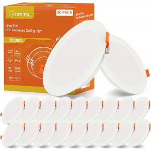 Spot Led Encastrable Extra Plat,10w 1000lm Equivalent 100w Incandescence,Ip44 Spot Etanche Salle De Bain,Blanc Froid 6000k,Trou 115-125mm,Ac220-240v,Pour Cuisine,Salon,Chambre,Lot De 20 - Neuf