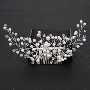 Tiare Artisanale, Peigne &iquest;&iquest; Cheveux De Mariage, &iquest;&iquest;Pingles &iquest;&iquest; Cheveux De Mari&iquest;&iquest;E Orn&iquest;&iquest;Es De Fleurs Et De Perles, Strass, Accessoire De Coiffure Pour Les Mari&iquest;&iquest;Es - Neuf