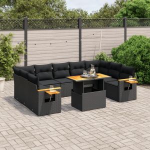 Prolenta Premium - Salon De Jardin 10 Pcs Avec Coussins Noir R&eacute;sine Tress&eacute;e - Neuf