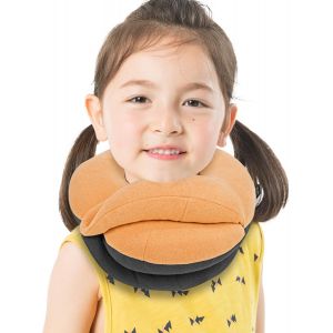 Kalanka-Coussin De Voyage Pour Enfant En Avion - Appuie-Tête À 360° - Aide Au Sommeil Pour Garçons - Long Vol - Doux Pour La Peau - Pour Voyager Dans Le Siège Auto - Petit, Orange-Gris - 18 À 45 Kg - Neuf