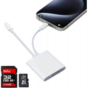 meimie-Lecteur De Carte Sd Pour Iphone, Ipad, Adaptateur Otg De Type C, Lecteur De Carte Usb C, Lecteur De Carte Sd Usb C Avec Double Fente Pour Microsd/Sd, Lecteur De Carte Mémoire Pour Iphone/Ipad/Android - Neuf