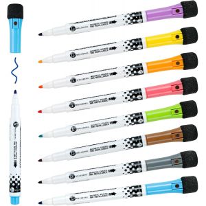 Lot de 8 marqueurs pour tableau blanc,stylos avec aimants &eacute;ponge et pointe conique 1-2 mm,marqueurs effa&ccedil;ables &agrave; sec 2 en 1 pour tableau magn&eacute;tique - Neuf