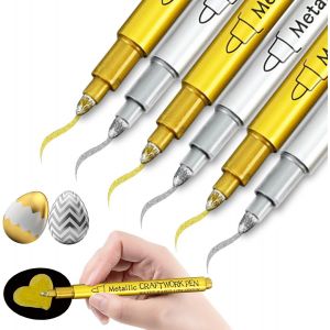 Lot De 6 Feutre Dor&eacute; Et Stylo Argent&eacute;, Marqueurs M&eacute;talliques Feutres Permanents Marqueur Peinture Feutres Acryliques M&eacute;talliques Pour Roche, Pierre, C&eacute;ramique,Verre,Bois,Tissu,Toile,M&eacute;tal,Scrapbooking - Neuf
