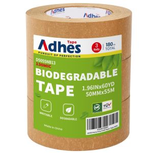 Ruban Adh&eacute;sif D'emballage En Eco Papier Kraft Bande De Colis Pour Bo&icirc;te Carton Demenagement,50mm X 55m,Brun Lot De 3 - Neuf