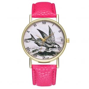 Montre-Bracelet A Quartz Avec Cadran Retro, Unisexe Et Decontractee, Pour Hommes Et Femmes - Rose Rouge - Neuf