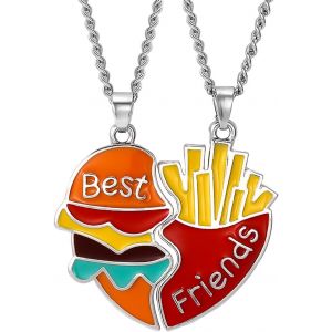 Kal-2 Pcs Bff Collier Cha&icirc;ne - D'amiti&eacute; Meilleurs Amis - Pendentif Burger Et Frites - Cadeaux D'anniversaire Pendentif Cha&icirc;ne Cadeaux - Neuf