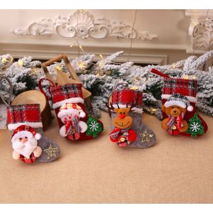 Lot de 4 chaussettes de Noël, chaussettes de Noël, bas de Noël, bottes de Noël, chaussettes à suspendre, bas de Noël, sac cadeau de Noël, sac cadeau de Noël, bonbons à suspendre - Neuf