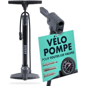 Meimie-Air Pompe Sur Pied Pour Vélo Avecmanomètre Pour Toutes Les Valves,Pompe À Vélo Haute Pression Pour Vélo De Route,Pompe À Air,Pompe À Air Avec Embout De Balle (Gris) - Neuf