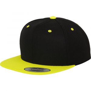 Flexfit Classic 2-Tone Snapback Casquette - Noir / Neon Jaun - Neuf
