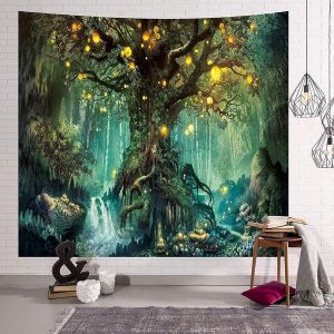 Tenture Murale Arbre de la Vie 180*230cm, Tapisserie Psych&eacute;d&eacute;lique Tapisseries Chutes d'eau sous Arbre Ancien, Tapisserie Murale de F&eacute;e D&eacute;coration Tenture Couverture pour Chambre Salon - Neuf