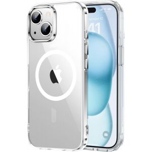 TRAHOO-Coque magn&eacute;tique pour iPhone 15/15 Pro Max, anti-jaunissement, iPhone 15, compatible avec chargeur MagSafe, coque de t&eacute;l&eacute;phone anti-choc, transparente et fine (iPhone 15) - Neuf