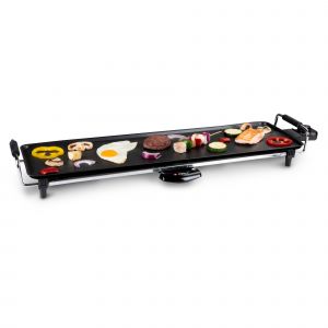 alpina Plaque de gril Teppanyaki Plancha &eacute;lectrique - 1800 Watt - 70 x 23 cm - Anti-anbaklaag - Thermostat - R&eacute;cup&eacute;rateur de graisse - Neuf