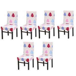 Lot De 6 Housses De Chaise De No&euml;l Extensibles Et Amovibles, Compatibles Avec La Plupart Des Chaises, Motifs Vari&eacute;s, Prot&egrave;gent Des Taches Et De L'usure. - Neuf
