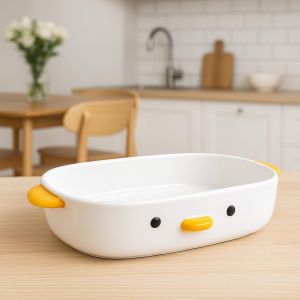 Subzonal-Joli Plat &Agrave; Gratin En Forme De Canard, En C&eacute;ramique, Moule &Agrave; G&acirc;teau En Porcelaine Blanche, 7 X 10 Cm, Avec Poign&eacute;es, Passe Au Four Et Durable - Neuf