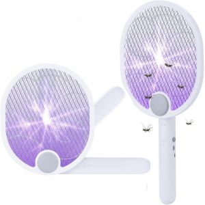 KALANKA-Raquette anti-moustiques électrique 3 en 1 pliable 2200 V USB rechargeable 1200 mAh pour intérieur et extérieur - Neuf
