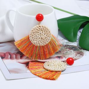 Boucles D'oreilles A Tige Style Boheme Pour Femmes, Pompons Decoratifs, Accessoires De Bijoux (Multicolores) - Neuf