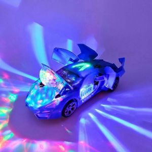 Dancing Deformation Rotating Universal Police Car Electric Stunt Car With Lights Automatically Open the Door Boy Childrens Toys-8811-22-bleu - Neuf