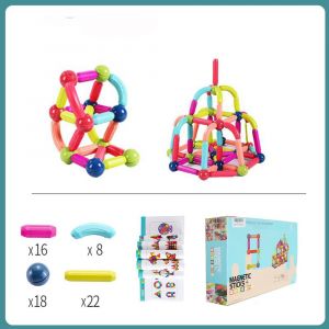 Les enfants Magnétique Bloc de Construction de 64 Pièces Jeu de Construction Magnétique, Créer Imagination 3D Magnétique des Jouets, des Cadeaux pour les Garçons et les Filles - Neuf